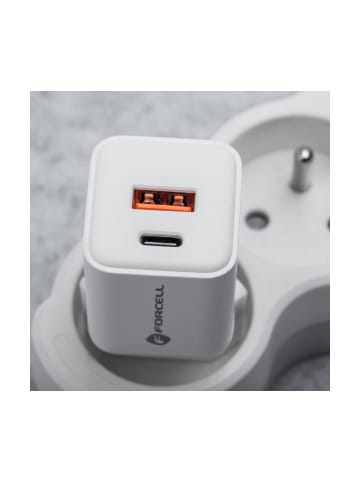 Wisam® FORCELL GaN Ladegerät 35W USB-C/A PD QC Weiß