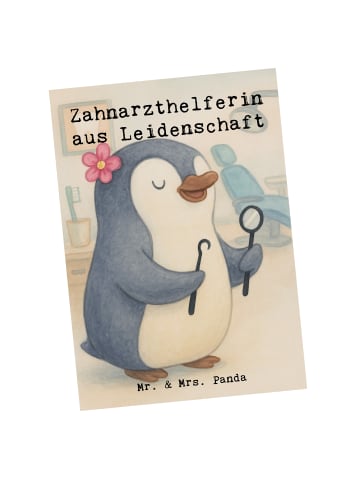 Mr. & Mrs. Panda Postkarte Zahnarzthelferin Leidenschaft Design ... in Weiß