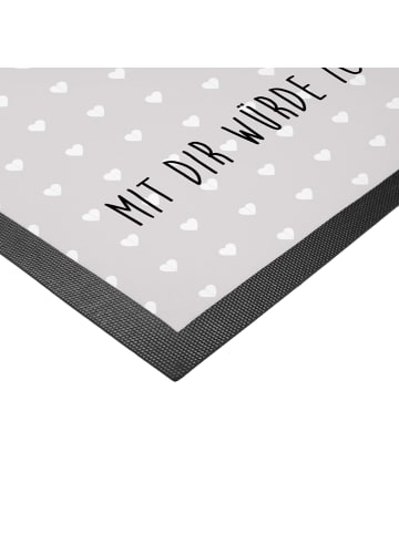 Mr. & Mrs. Panda Gummimatte Pinguin Pommes mit Spruch in Grau Pastell