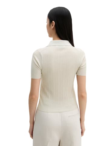 Marc O'Polo Geripptes Strick-Polo slim in Grey Silk