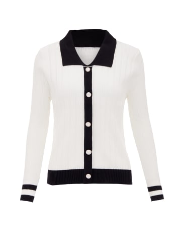 CHANI Damen Strickpullover in Wollweiss Schwarz