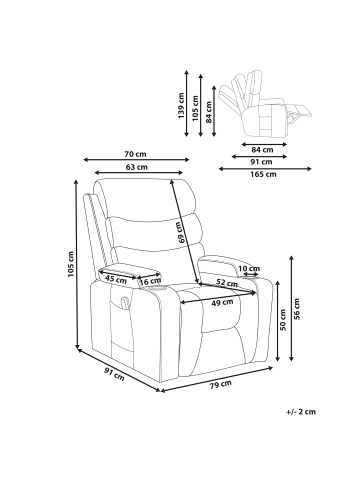 Beliani Fernsehsessel ETER in Braun - (W) 79 x (H) 105 x (L) 91 cm