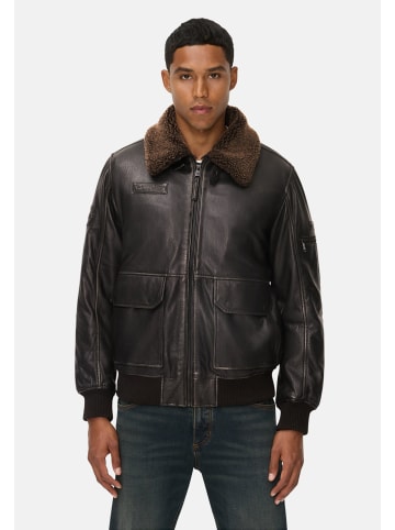 Camel Active Lederjacke mit Innentaschen in Schwarz