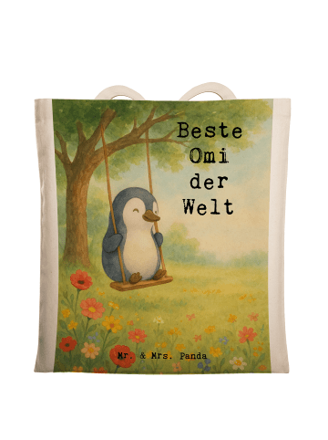 Mr. & Mrs. Panda Tragetasche Pinguin Beste Omi der Welt Design m... in Weiß