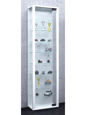 VCM  Holz Glas Stand Vitrine Sammelvitrine Edana Maxi in Weiß