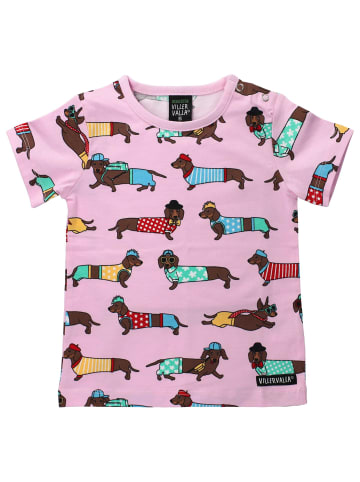 Villervalla Shirt Kurzarm Dachshund in himbeere