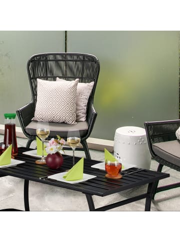 relaxdays Gartentisch in Schwarz - (B)120 x (H)55,5 x (T)60 cm