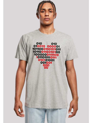 F4NT4STIC T-Shirt I love you 01001001 Binary Code Herz  Valentinstag in grau meliert
