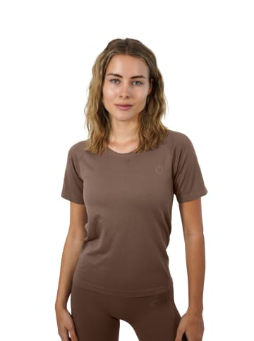 Stark Soul® Sport Shirt Damen Racer - Seamless Laufshirt in deep taupe