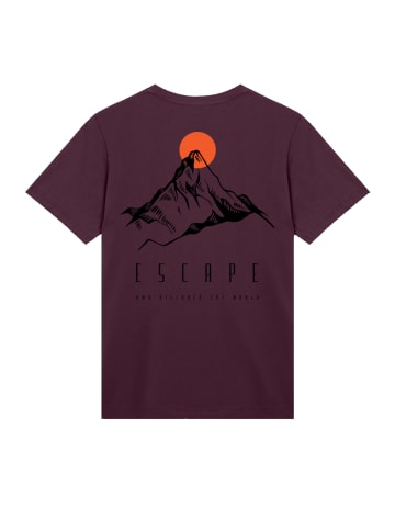 F4NT4STIC T-Shirt Escape Discover the World Mountain in maroon