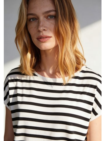 More & More bequemes, softes Kurzarmshirt, gestreift in black/offwhite