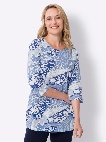 Sieh an! Rundhalsshirt in hellblau-royalblau-bedruckt