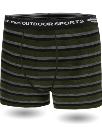 Normani Outdoor Sports 2er Pack Herren Merino Boxershorts in Grün/Schwarz/Grau
