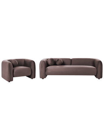 Beliani 2-tlg Sitzgruppe LEIREN in Braun