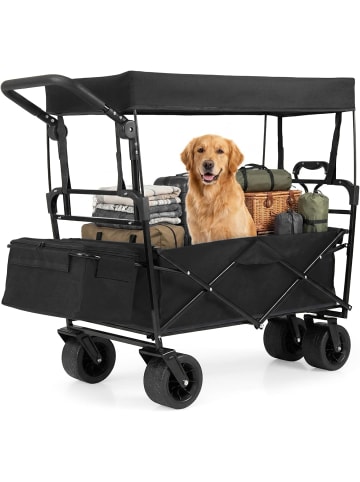COSTWAY Bollerwagen faltbar mit Dach in Schwarz