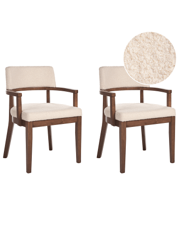 Beliani 2er-Set Esszimmerstuhl DALBO in Beige/Braun