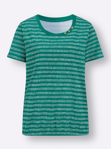 WITT WEIDEN Kurzarmshirt in grün-weiß-bedruckt