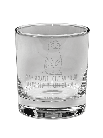 Mr. & Mrs. Panda Whiskey Glas Erdmännchen mit Spruch in Transparent