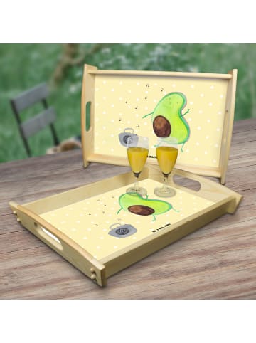 Mr. & Mrs. Panda Holz Tablett Avocado Tanzen ohne Spruch in Gelb Pastell
