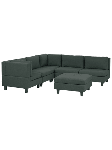 Beliani 6-tlg Modulsofa UNSTAD in Grün/Schwarz