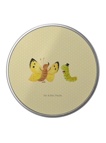 Mr. & Mrs. Panda Blechdose rund Raupe Schmetterling ohne Spruch in Gelb Pastell