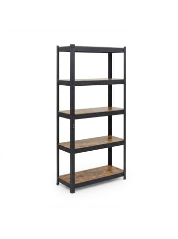 relaxdays Schwerlastregal in Schwarz/Braun - (B)75 x (H)180 x (T)30 cm