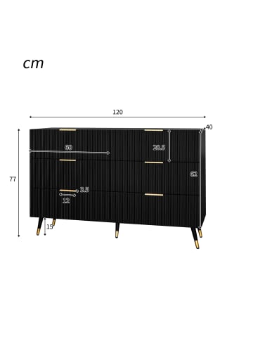 ABRIHOME Sideboard in Schwarz mit Schubladen und viel Stauraum