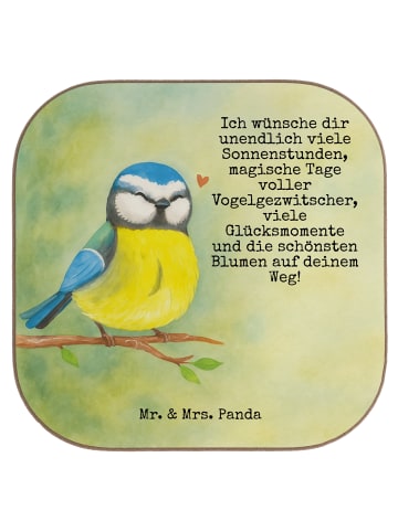 Mr. & Mrs. Panda Untersetzer für Gläser Vogel Blaumeise Design m... in Weiß