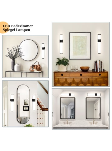 ZMH 2er-Set Spiegelleuchte in schwarz 6W modern 4000K Neutralweiß L 35cm