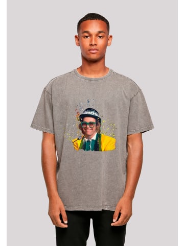 F4NT4STIC Oversize T-Shirt TV Times Elton John At The Piano 1977 in Asphalt