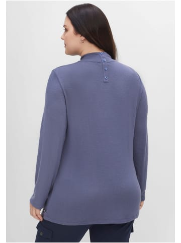 sheego Langarmshirt in indigo meliert