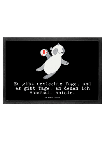 Mr. & Mrs. Panda Fußmatte Panda Handball spielen mit Spruch in Schwarz