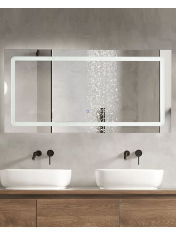 Beliani Badezimmerspiegel BENOUVILLE in Silber - (W) 120 x (H) 60 x (L) 4 cm