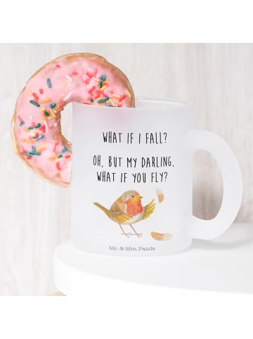Mr. & Mrs. Panda Tasse Rotkehlchen Federn mit Spruch in Transparent