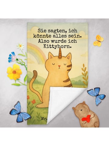Mr. & Mrs. Panda Gästehandtücher Einhorn Katze Design mit Spruch in Weiß