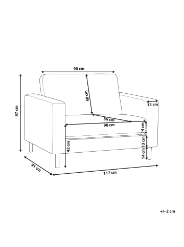 Beliani Sessel SAVALEN in Weiß/Schwarz - (W) 117 x (H) 87 x (L) 91 cm