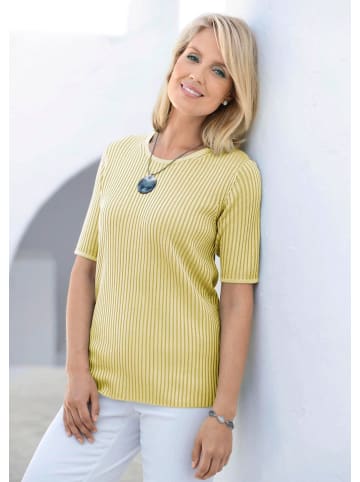 GOLDNER Kurzgröße:  Pullover in edler Rippenstruktur in gelb