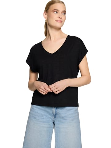 Zero  Kurzarm-Shirt mit V-Ausschnitt in Black Beauty