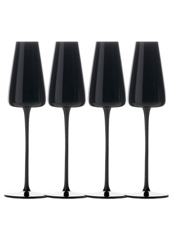 Intirilife Champagner Glas Set Sekt Prosecco in 4x 220 ml Schwarz