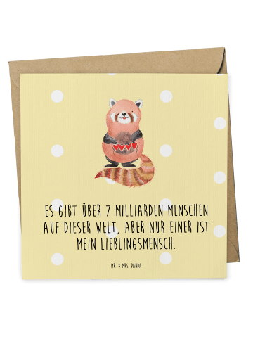 Mr. & Mrs. Panda Gutscheinkarte Roter Panda mit Spruch in Gelb Pastell