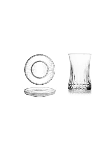 Pasabahce 12er-Set Teegläser mit Unterteller 170 ml in Transparent