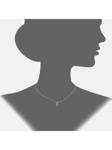 Diamant L'éternel Halskette mit Anhänger aus 375 Weißgold mit Diamant mit Smaragd