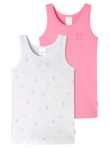 Schiesser Unterhemd / Top Kids Girls Feinripp Organic Cotton in Weiß / Rosa