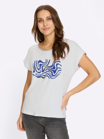 WITT WEIDEN Kurzarm-Shirt in weiß-royalblau-bedruckt