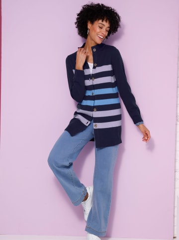Sieh an! Long-Strickjacke in marine-lavendel
