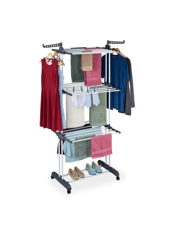 relaxdays Wäscheständer in Weiß/ Grau - (H)173 x (B)126 x (T)64 cm