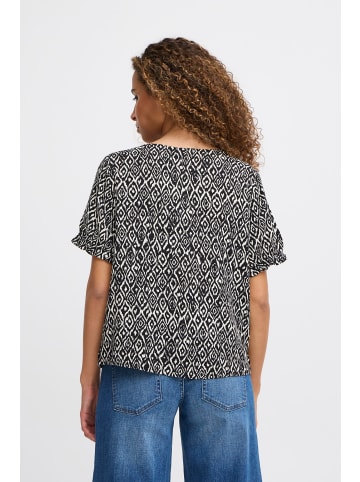 ICHI Kurzarm-Bluse IHVERA Regular fit in Black Ikat aop