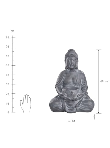 Butlers Statue mit Kerzenhalter Höhe 68cm BUDDHA in Grau