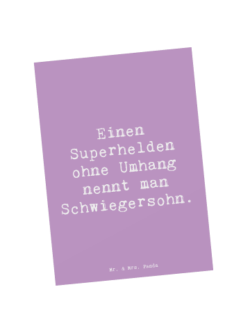 Mr. & Mrs. Panda Spruchkarte Spruch Held Schwiegersohn mit Spruch in Lavendeltraum