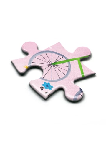 Mr. & Mrs. Panda Puzzle Einhorn Radfahrer ohne Spruch in Rot Pastell